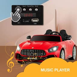 image-Uenjoy 2 Seater 12V Electric Kids Ride On Car Mercedes Benz AMG GTR Motorized Vehicles with Remote Control, Battery Powered, LED Lights, Wheels Suspension, Music, Horn, Compatible with Mercedes,Red