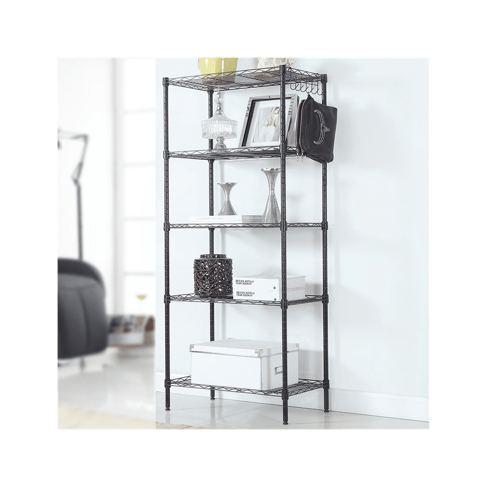 image-Changeable Assembly Floor Standing Carbon Steel Storage Rack Black