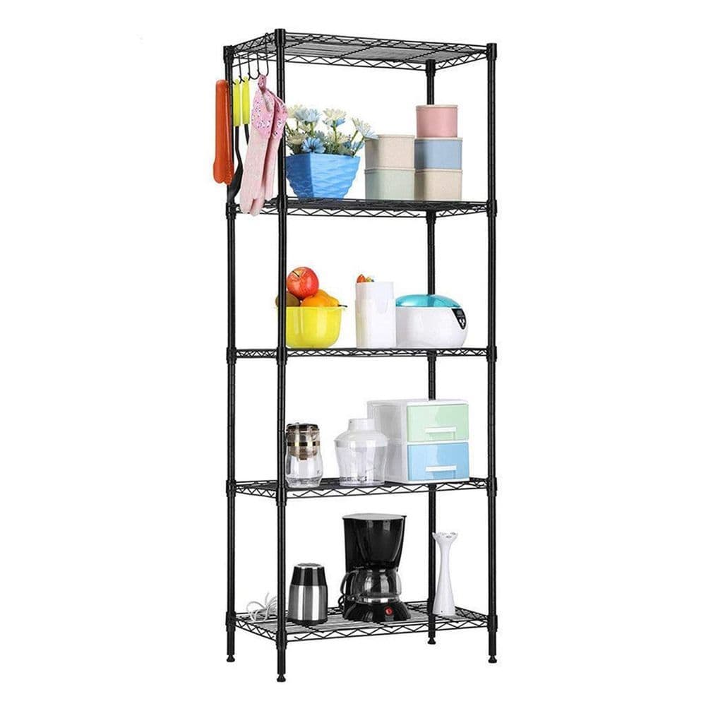 image-Changeable Assembly Floor Standing Carbon Steel Storage Rack Black