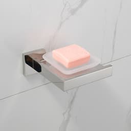 image-Bright Polishing Soap Dish Rust-Proof 304 Stainless Steel Square Soap Holder with Removable Dish Silver Bathroom Accessories Soap Dispenser KJ71507YIN