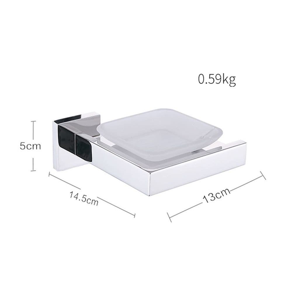 image-Bright Polishing Soap Dish Rust-Proof 304 Stainless Steel Square Soap Holder with Removable Dish Silver Bathroom Accessories Soap Dispenser KJ71507YIN
