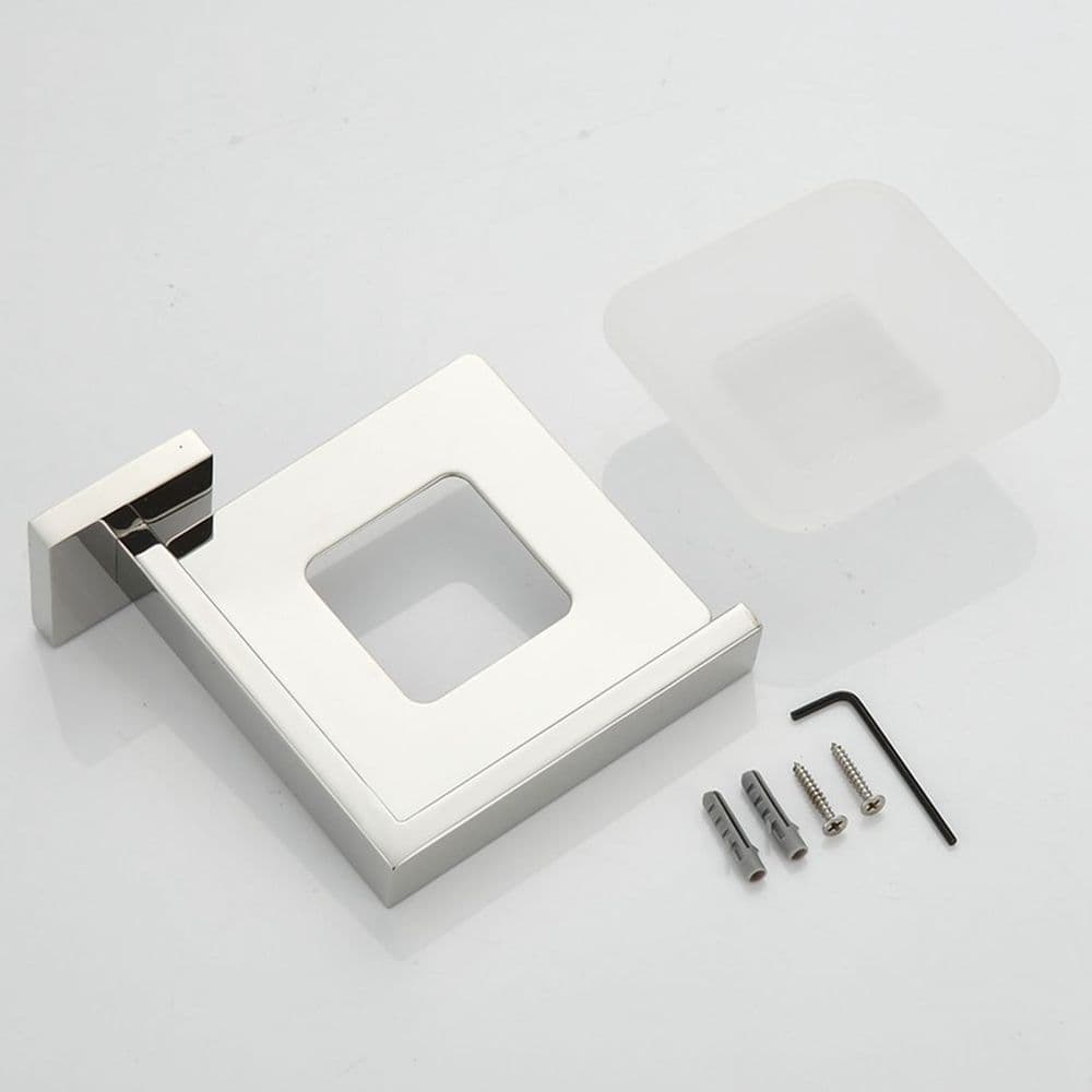 image-Bright Polishing Soap Dish Rust-Proof 304 Stainless Steel Square Soap Holder with Removable Dish Silver Bathroom Accessories Soap Dispenser KJ71507YIN