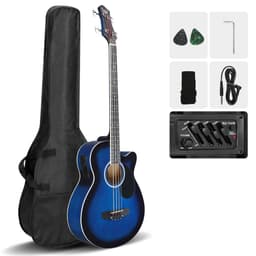 image-Glarry GMB101 4 string Electric Acoustic Bass Guitar w/ 4-Band Equalizer EQ-7545R Blue