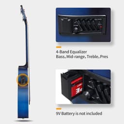 image-Glarry GMB101 4 string Electric Acoustic Bass Guitar w/ 4-Band Equalizer EQ-7545R Blue