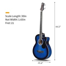 image-Glarry GMB101 4 string Electric Acoustic Bass Guitar w/ 4-Band Equalizer EQ-7545R Blue