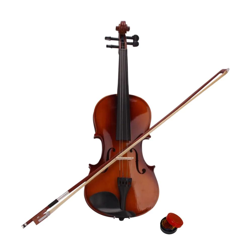 image-New 4/4 Acoustic Violin Case Bow Rosin Natural