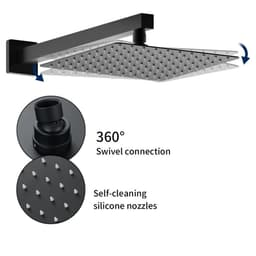 image-Male NPT Matte Black Shower System, Shower Faucet Set for Bathroom Shower Fixtures with 10 Inch Rain Shower Head and Handheld (Pressure Balance Shower Trim Valve Kit Included)