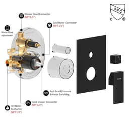 image-Male NPT Matte Black Shower System, Shower Faucet Set for Bathroom Shower Fixtures with 10 Inch Rain Shower Head and Handheld (Pressure Balance Shower Trim Valve Kit Included)