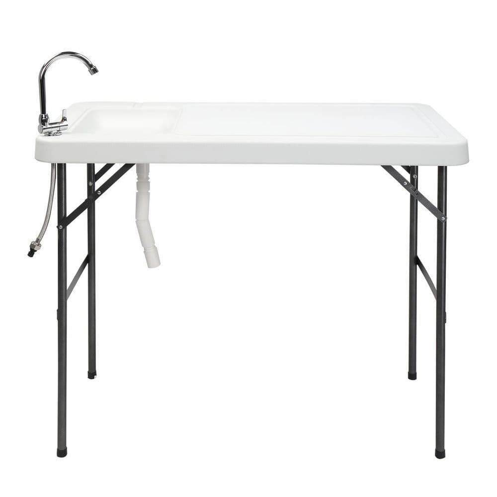 image-Folding Portable Fish Fillet & Hunting & Cutting Table with Sink Faucet