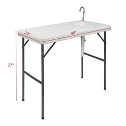 image-Folding Portable Fish Fillet & Hunting & Cutting Table with Sink Faucet