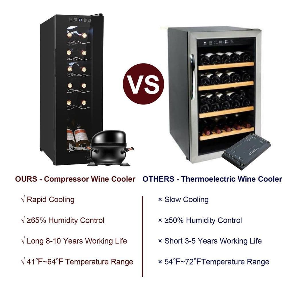 image-JC-34 115V 85W 1.2cu.ft/34l Electronic Wine Cabinet Cold Rolled Sheet Transparent Glass Door / 12Bottle with Display Black