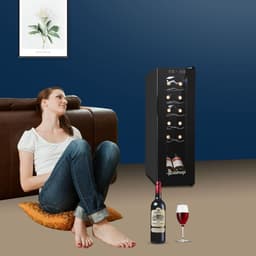 image-JC-34 115V 85W 1.2cu.ft/34l Electronic Wine Cabinet Cold Rolled Sheet Transparent Glass Door / 12Bottle with Display Black