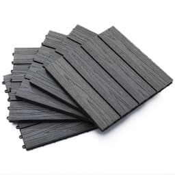 image-12" x 12" Interlocking Deck Tiles, Pack of 11 Outdoor Flooring Patio Tiles-Grey-AS