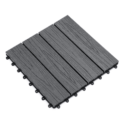 image-12" x 12" Interlocking Deck Tiles, Pack of 11 Outdoor Flooring Patio Tiles-Grey-AS
