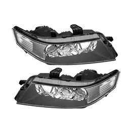 image-Set of (2) Headlights Halogen Factory Black Clear for 2004-2008 Acura TSX