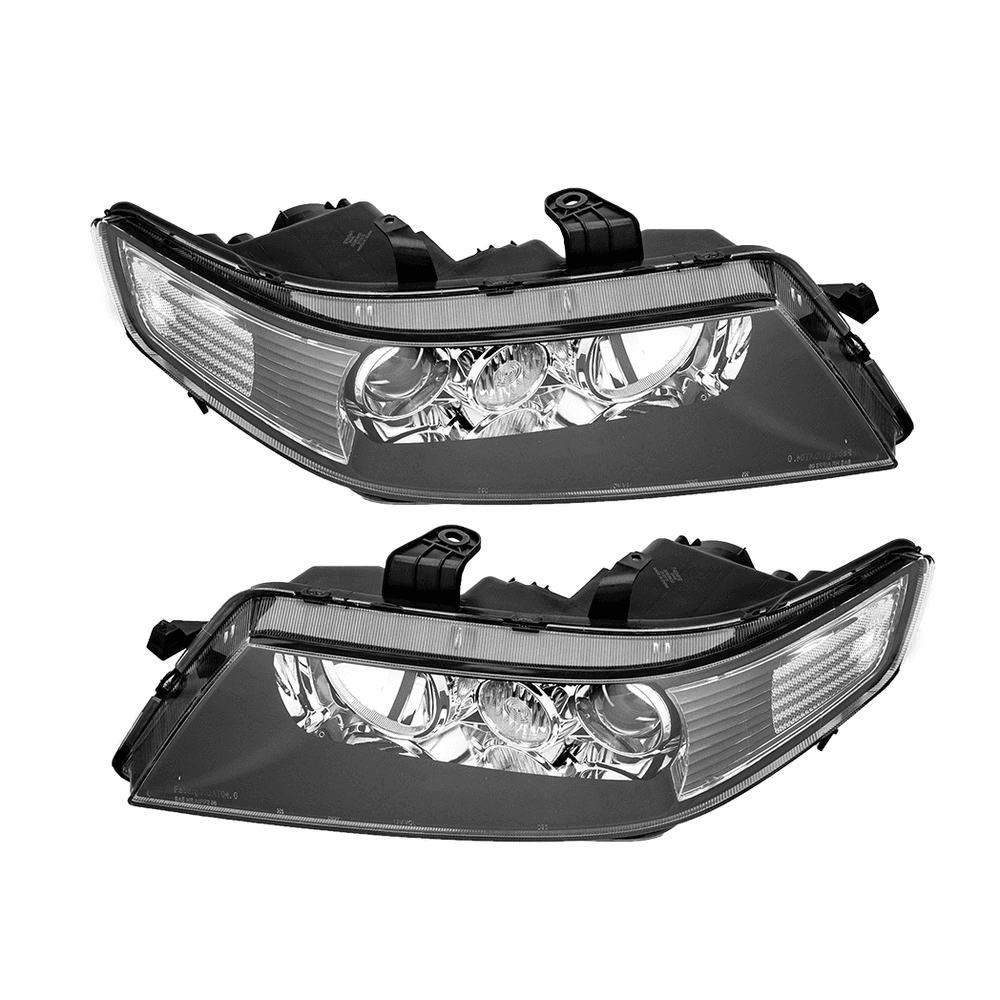 image-Set of (2) Headlights Halogen Factory Black Clear for 2004-2008 Acura TSX