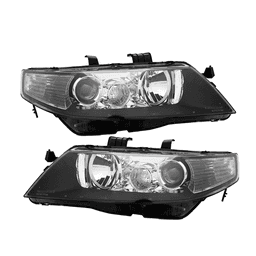 image-Set of (2) Headlights Halogen Factory Black Clear for 2004-2008 Acura TSX