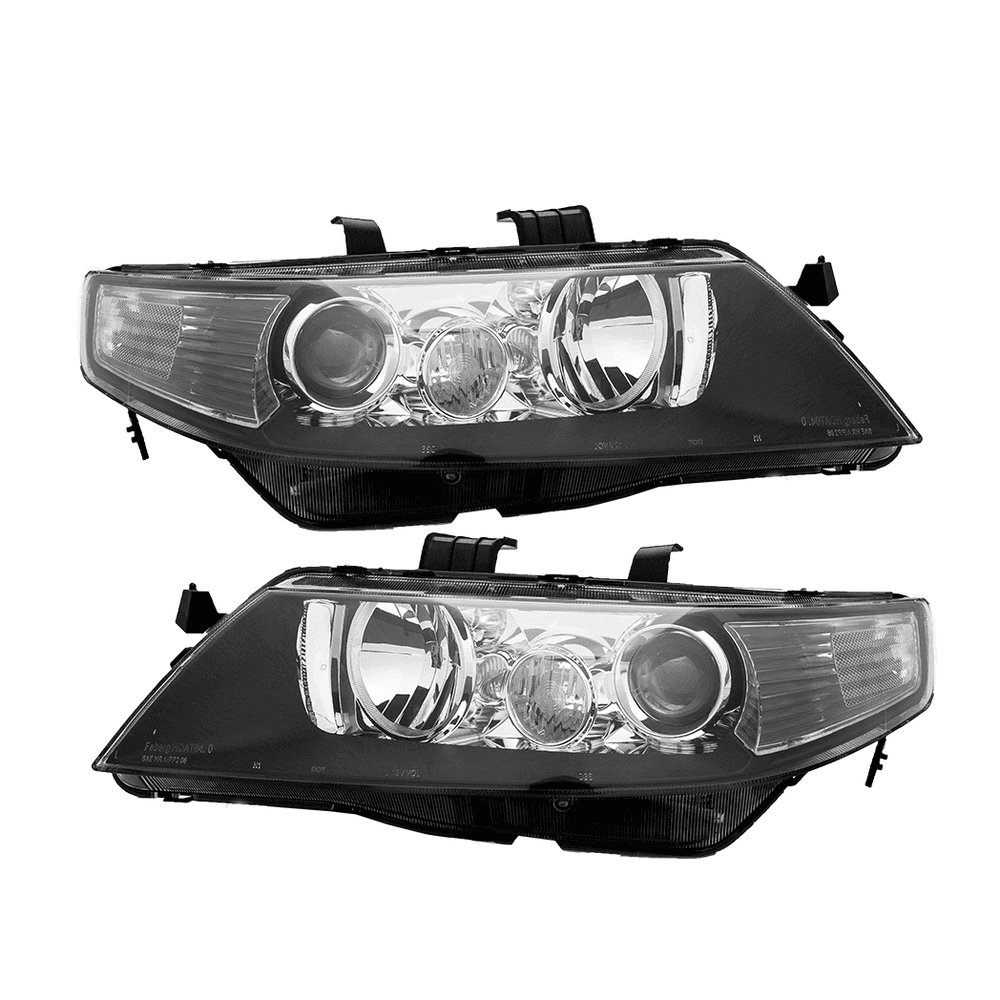 image-Set of (2) Headlights Halogen Factory Black Clear for 2004-2008 Acura TSX