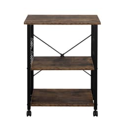image-Baker's Rack 3-Tier Kitchen Utility Microwave Oven Stand Storage Cart Workstation Shelf(Vintage Board Top Black Metal Frame)