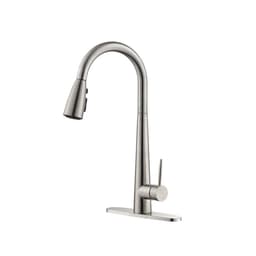 image-Kitchen Faucet with Pull Down Sprayer Brushed Nickel, High Arc Single Handle Kitchen Sink Faucet with Deck Plate, Commercial Modern Stainless Steel Kitchen Faucets
