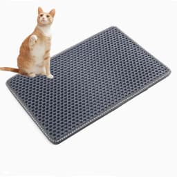 image-Cat Litter Mat, Kitty Litter Trapping Mat, Double Layer Mats with MiLi Shape Scratching design, Urine Waterproof, Easy Clean, Scatter Control 21" x 14" Grey(same as JYD-GT-MSD-GREY)