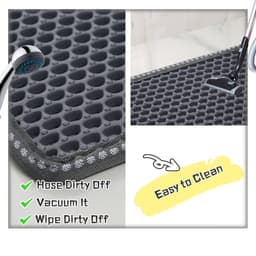 image-Cat Litter Mat, Kitty Litter Trapping Mat, Double Layer Mats with MiLi Shape Scratching design, Urine Waterproof, Easy Clean, Scatter Control 21" x 14" Grey(same as JYD-GT-MSD-GREY)