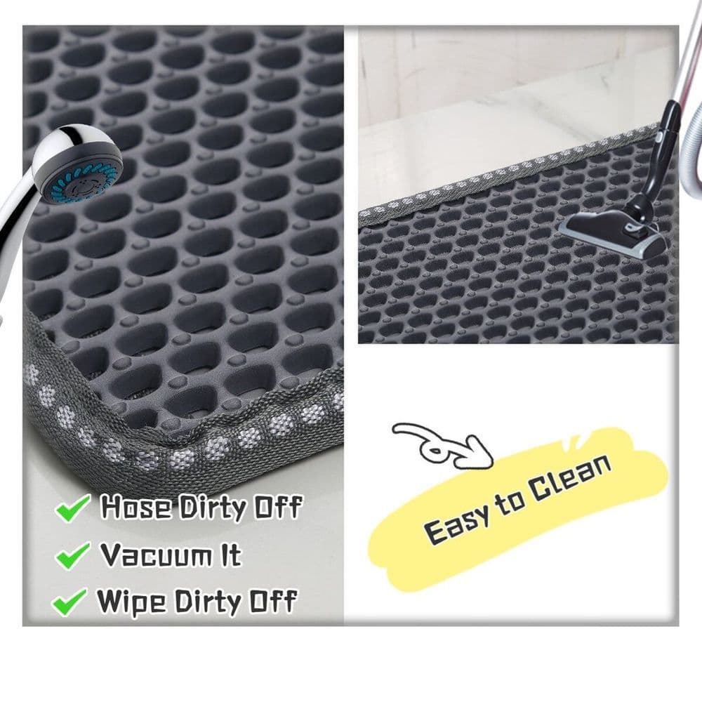 image-Cat Litter Mat, Kitty Litter Trapping Mat, Double Layer Mats with MiLi Shape Scratching design, Urine Waterproof, Easy Clean, Scatter Control 21" x 14" Grey(same as JYD-GT-MSD-GREY)