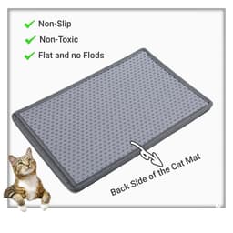 image-Cat Litter Mat, Kitty Litter Trapping Mat, Double Layer Mats with MiLi Shape Scratching design, Urine Waterproof, Easy Clean, Scatter Control 21" x 14" Grey(same as JYD-GT-MSD-GREY)