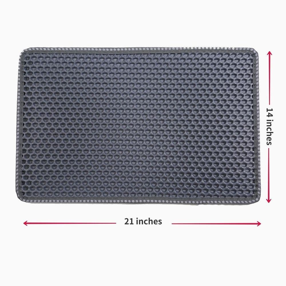 image-Cat Litter Mat, Kitty Litter Trapping Mat, Double Layer Mats with MiLi Shape Scratching design, Urine Waterproof, Easy Clean, Scatter Control 21" x 14" Grey(same as JYD-GT-MSD-GREY)
