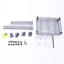 image-XM-207S Rectangle Carbon Steel Metal Assembly 4-Shelf Storage Rack Silver Gray