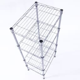image-XM-207S Rectangle Carbon Steel Metal Assembly 4-Shelf Storage Rack Silver Gray