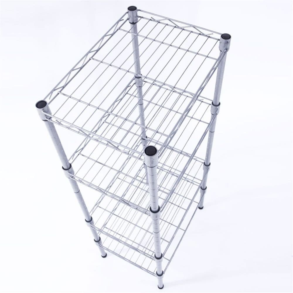 image-XM-207S Rectangle Carbon Steel Metal Assembly 4-Shelf Storage Rack Silver Gray