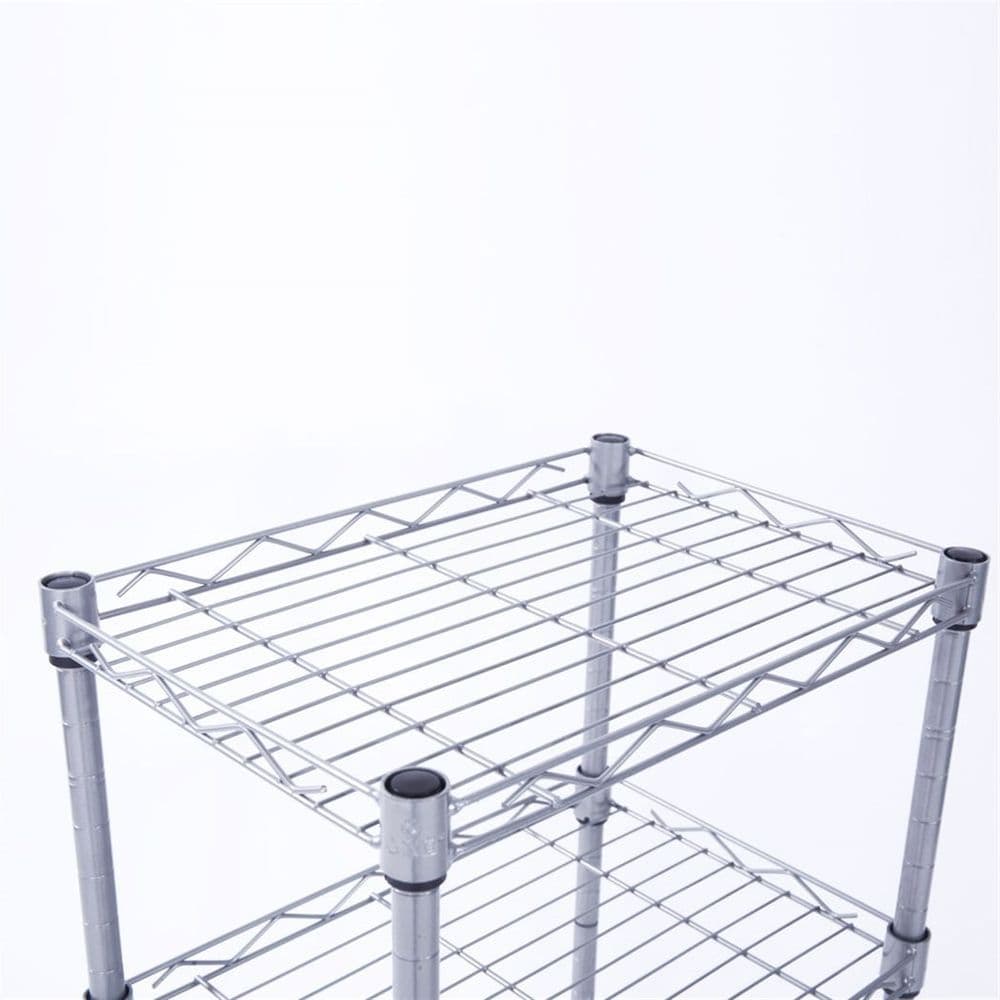 image-XM-207S Rectangle Carbon Steel Metal Assembly 4-Shelf Storage Rack Silver Gray