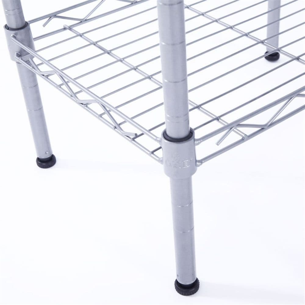image-XM-207S Rectangle Carbon Steel Metal Assembly 4-Shelf Storage Rack Silver Gray