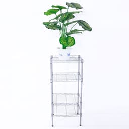 image-XM-207S Rectangle Carbon Steel Metal Assembly 4-Shelf Storage Rack Silver Gray