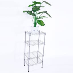 image-XM-207S Rectangle Carbon Steel Metal Assembly 4-Shelf Storage Rack Silver Gray