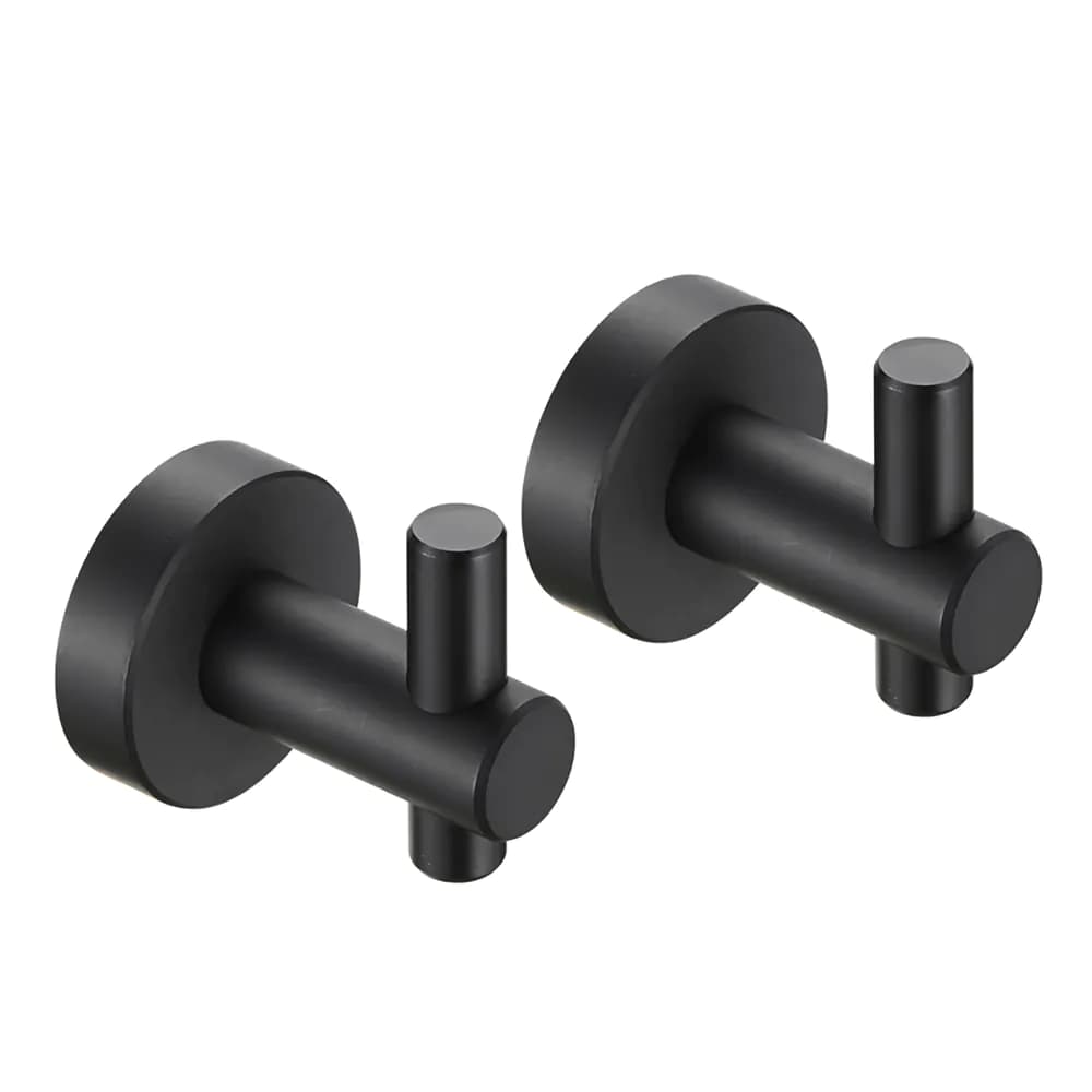 image-Round Base Wall Hanging Hook with Screws- Matte Black Hook, 2 Pack, for Entry Shoe Cabinet, Wardrobe Bathroom Bedroom Furniture Hardware