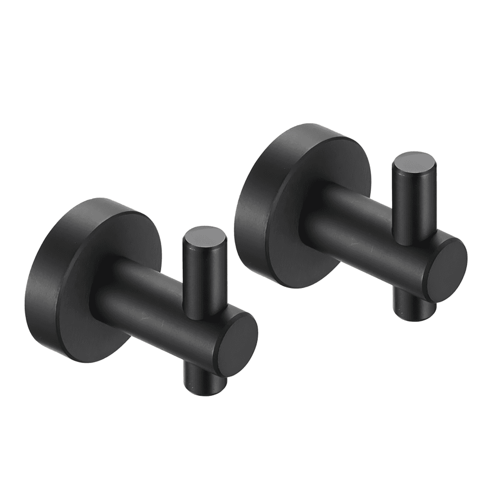 image-Round Base Wall Hanging Hook with Screws- Matte Black Hook, 2 Pack, for Entry Shoe Cabinet, Wardrobe Bathroom Bedroom Furniture Hardware
