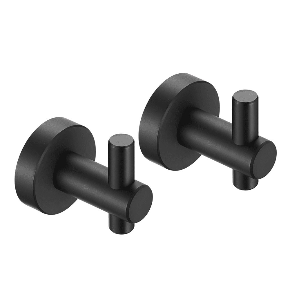image-Round Base Wall Hanging Hook with Screws- Matte Black Hook, 2 Pack, for Entry Shoe Cabinet, Wardrobe Bathroom Bedroom Furniture Hardware