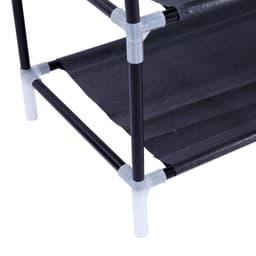 image-Simple Assembly 5 Tiers Non-woven Fabric Shoe Rack with Handle Black