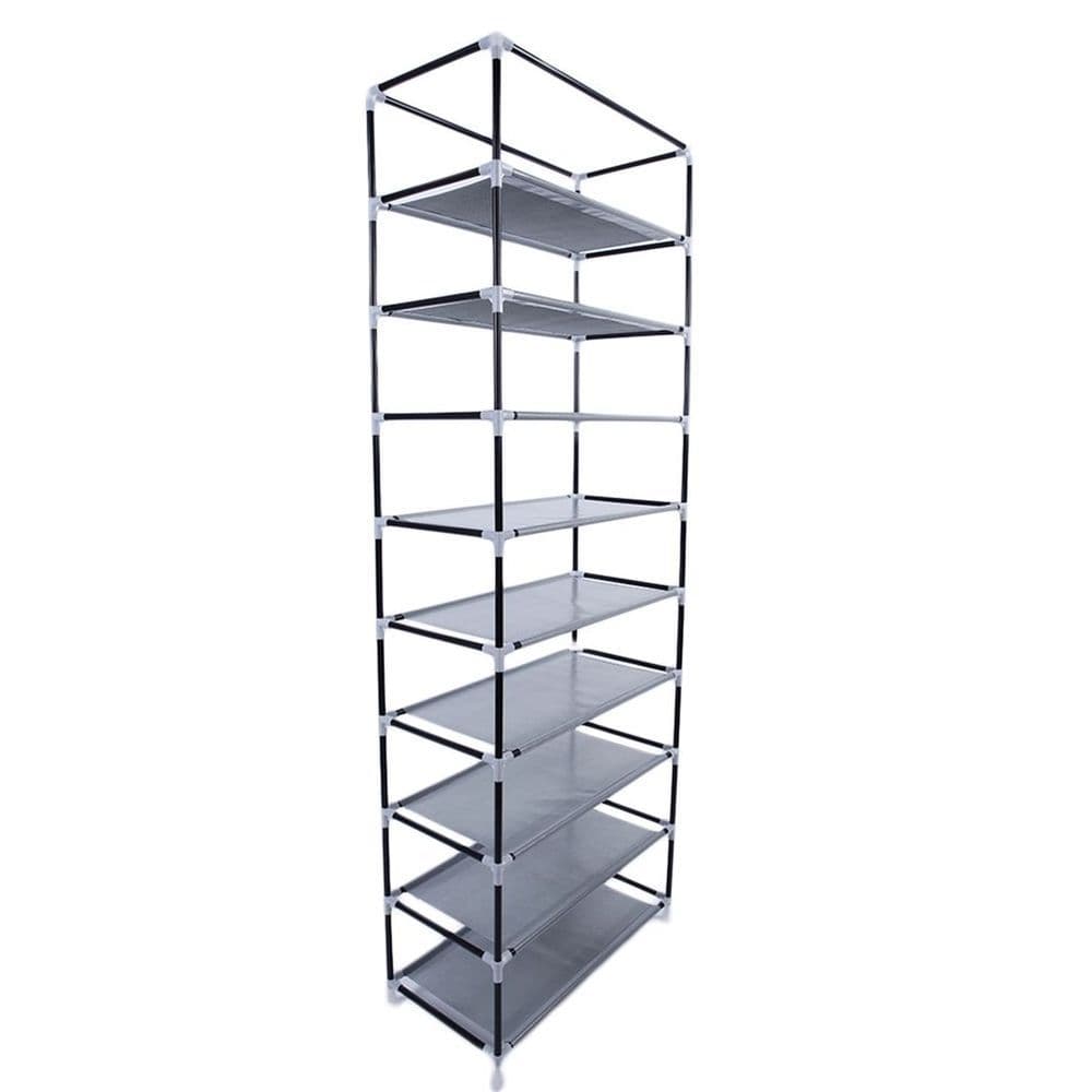 image-Fashionable Room-saving 9 Lattices Non-woven Fabric Shoe Rack Purple