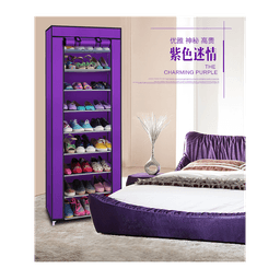 image-Fashionable Room-saving 9 Lattices Non-woven Fabric Shoe Rack Purple