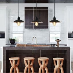 image-Farmhouse Vintage Pendant Light Black Fixture Pendant Lights with Spring Frame Adjustable Metal Hanging Lamp for Kitchen Island Dining Room Bedroom Living Room Barn Entryway,E26