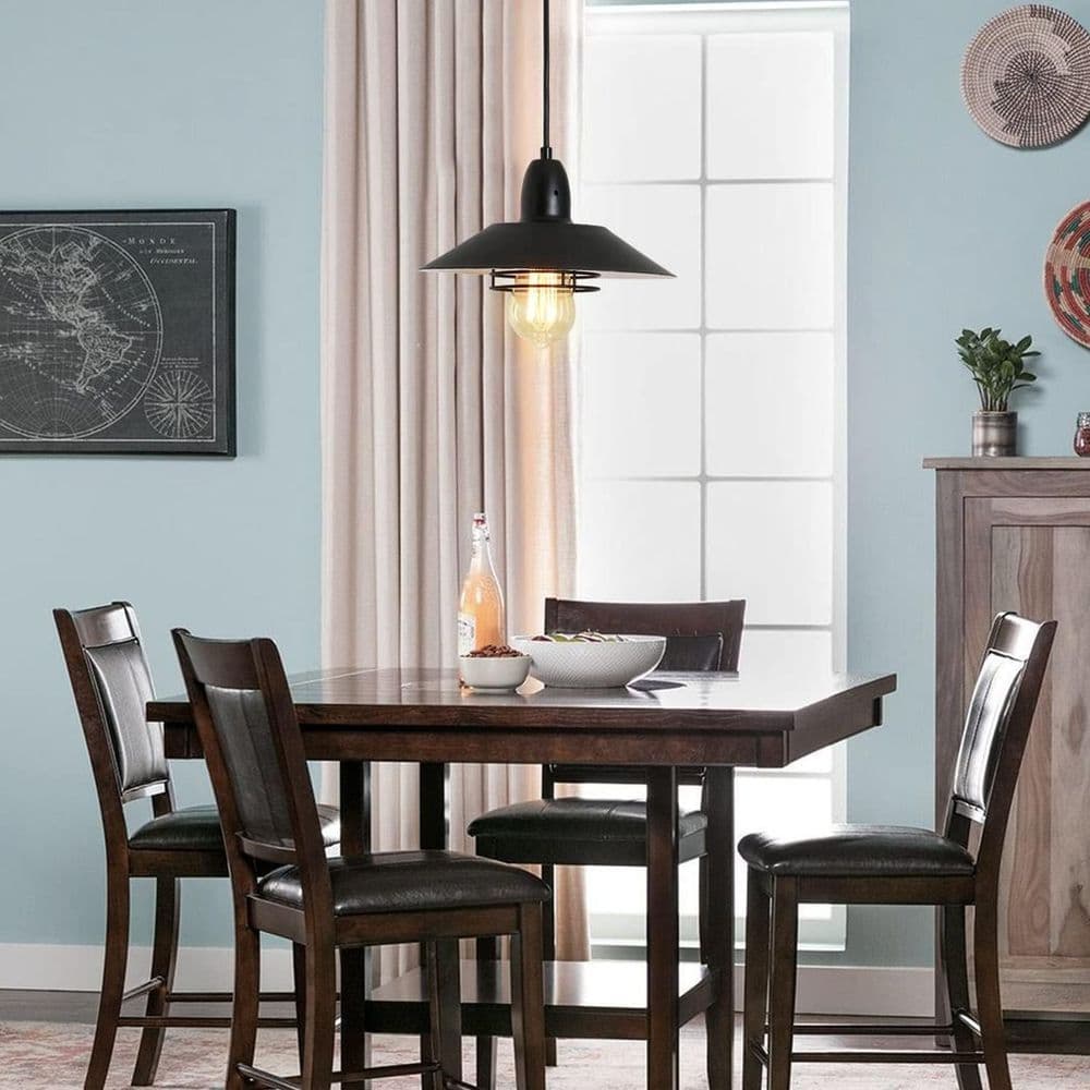 image-Farmhouse Vintage Pendant Light Black Fixture Pendant Lights with Spring Frame Adjustable Metal Hanging Lamp for Kitchen Island Dining Room Bedroom Living Room Barn Entryway,E26