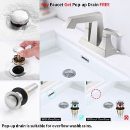 image-2-Handle Heavy Duty Bathroom Faucet with Drain and Supply Kits, Modern Style Lavatory Deck Mounted Faucet Brushed Nickel 4001-NP