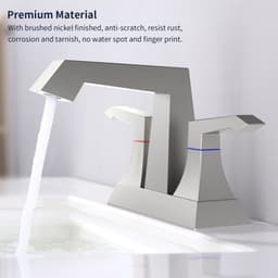 image-2-Handle Heavy Duty Bathroom Faucet with Drain and Supply Kits, Modern Style Lavatory Deck Mounted Faucet Brushed Nickel 4001-NP