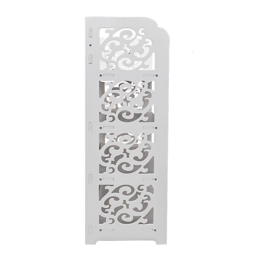 image-Wood-plastic Board Four Tiers Carved Shoe Rack White B