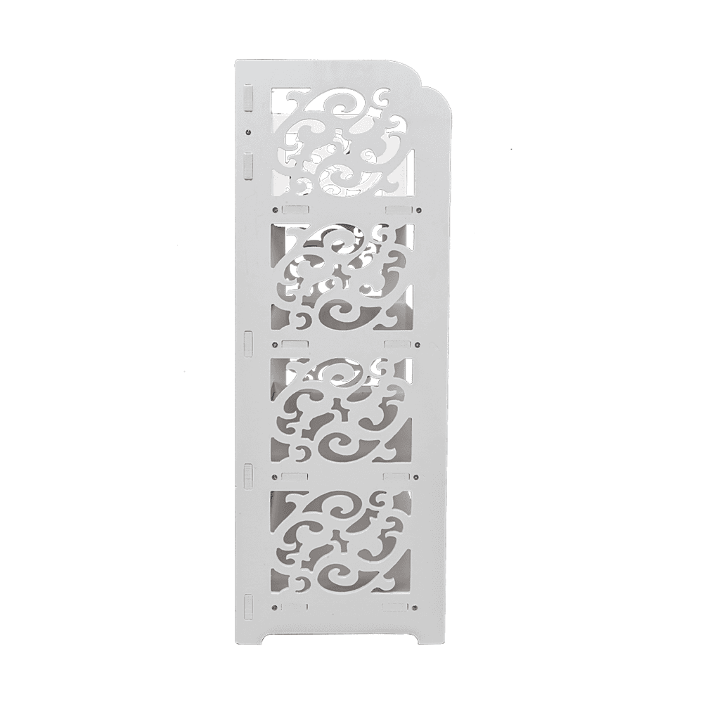image-Wood-plastic Board Four Tiers Carved Shoe Rack White B
