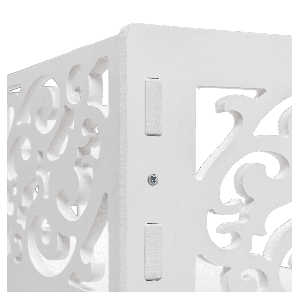 image-Wood-plastic Board Four Tiers Carved Shoe Rack White B