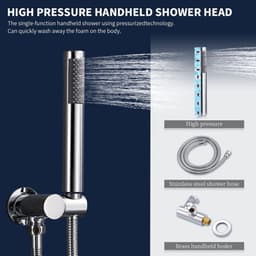 image-Shower System Shower Faucet Combo Set Wall Mounted with 10" Rainfall Shower Head and handheld shower faucet, Chrome Finish Shower Faucet Rough-In